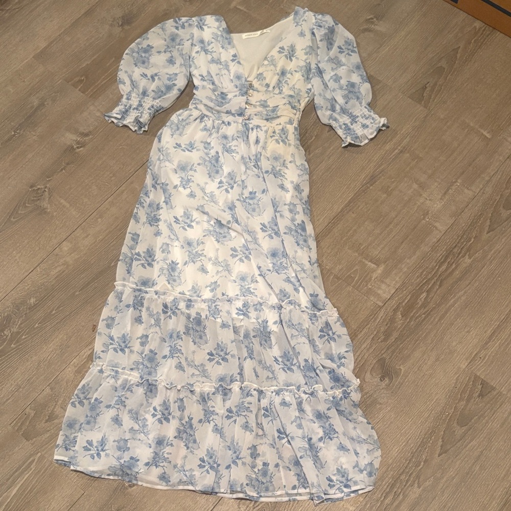 Altar'd State Blue and White Floral Maxi Dress